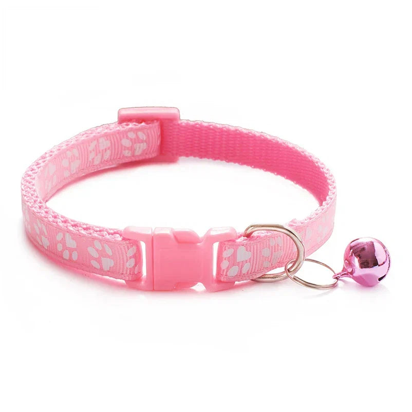 Cat Bell Collar with Dog Print — Multi-Color Necklace Ring Collar for Cats