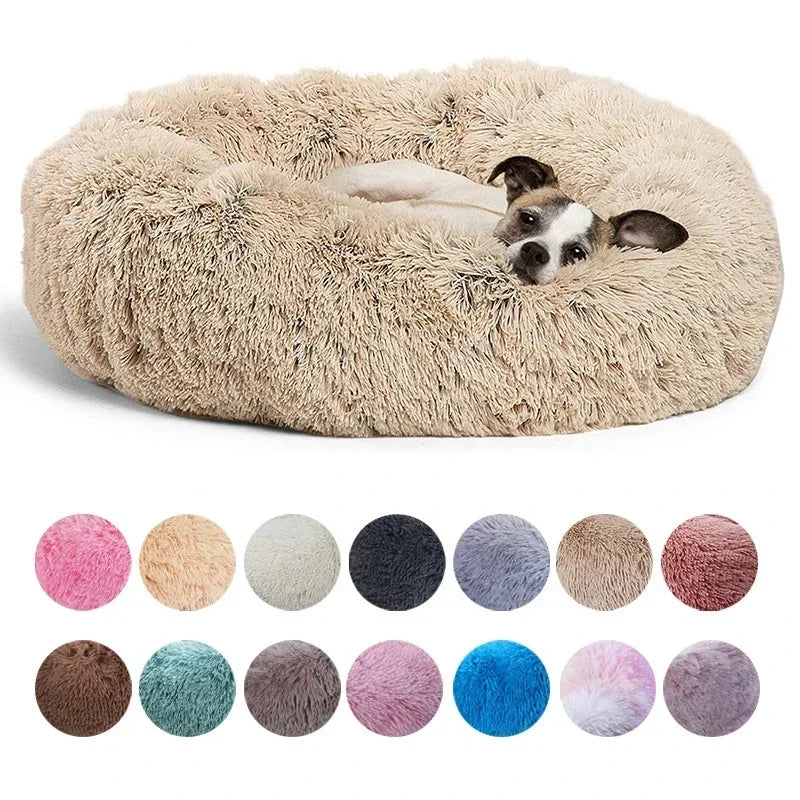 Round Plush Pet Bed — Super Soft Dog & Cat Bed, 6 Sizes (40-90cm)