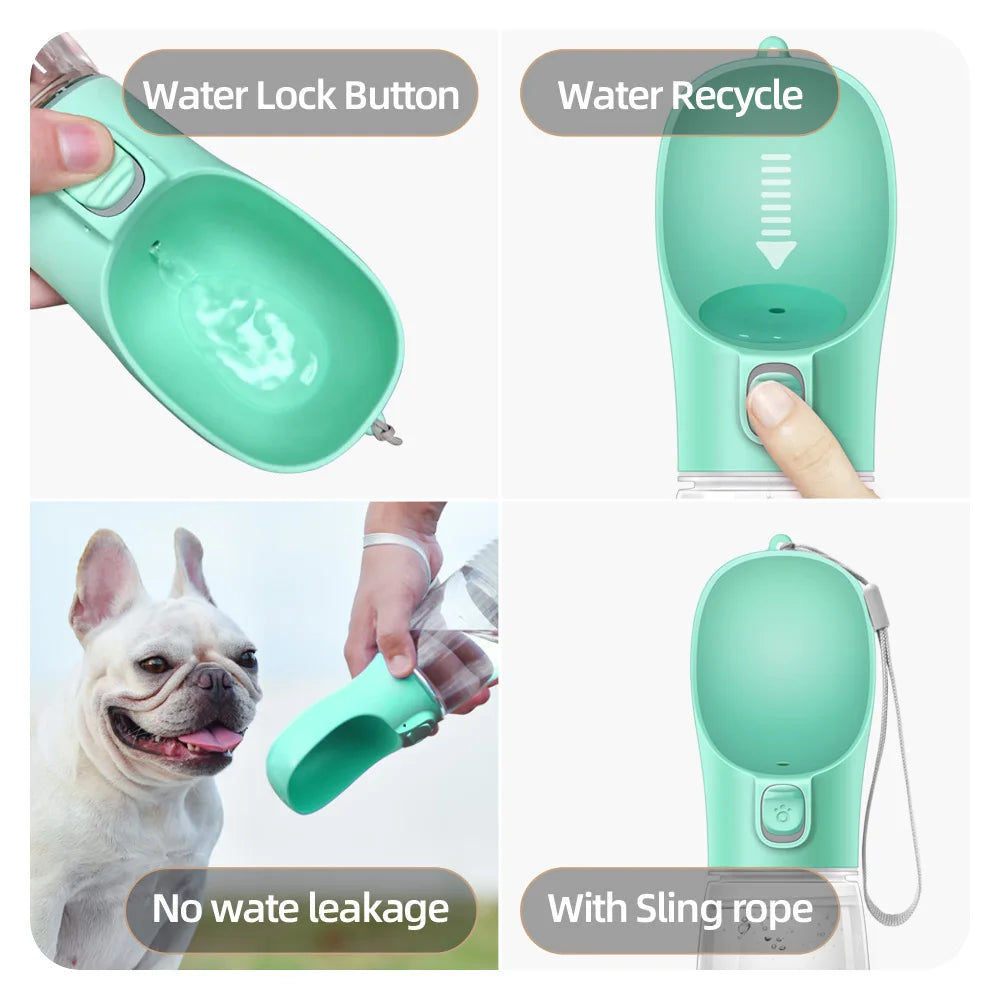 Portable Dog Water Bottle — Leakproof Walking Drinking Bowl for Cats & Dogs