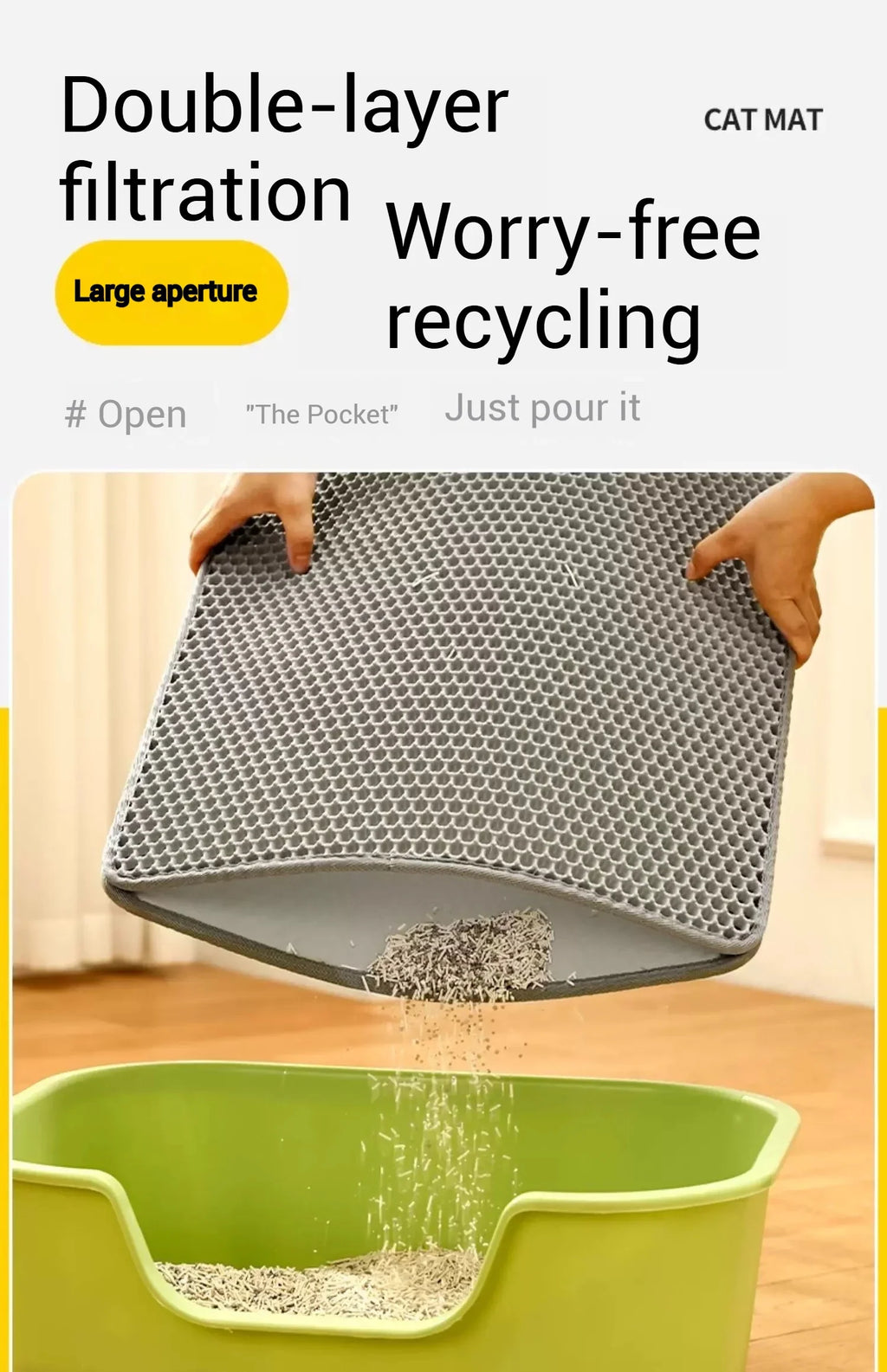 Waterproof Double Layer Cat Litter Trapping Mat — Clean Pad for Litter Box