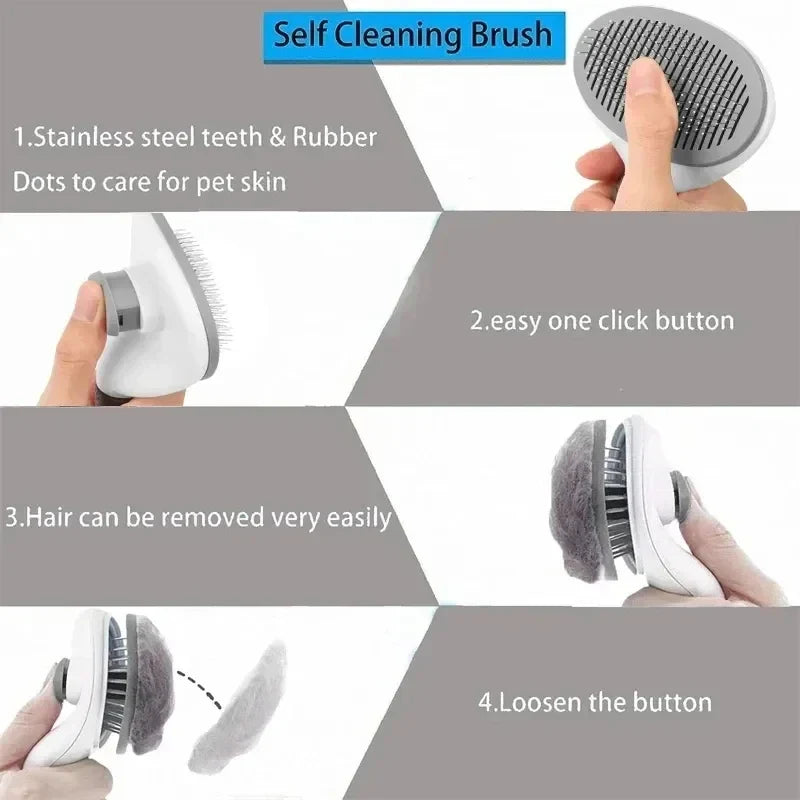 Self-Cleaning Pet Grooming Brush — Dematting Comb for Dogs & Cats