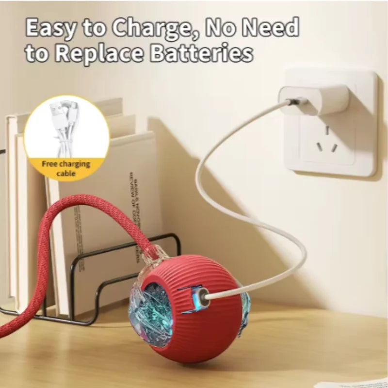 Automatic Electric Cat Ball Toy with Teaser Bird — Smart Sensor, USB Rechargeable